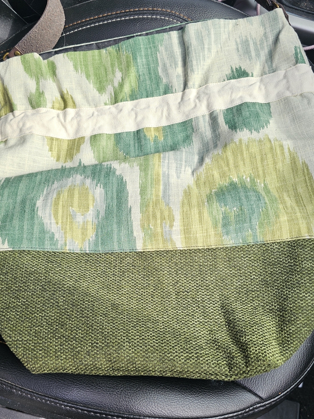 Dolores Bags Tote With Green Patterned Fabric Made In Costa Rica.